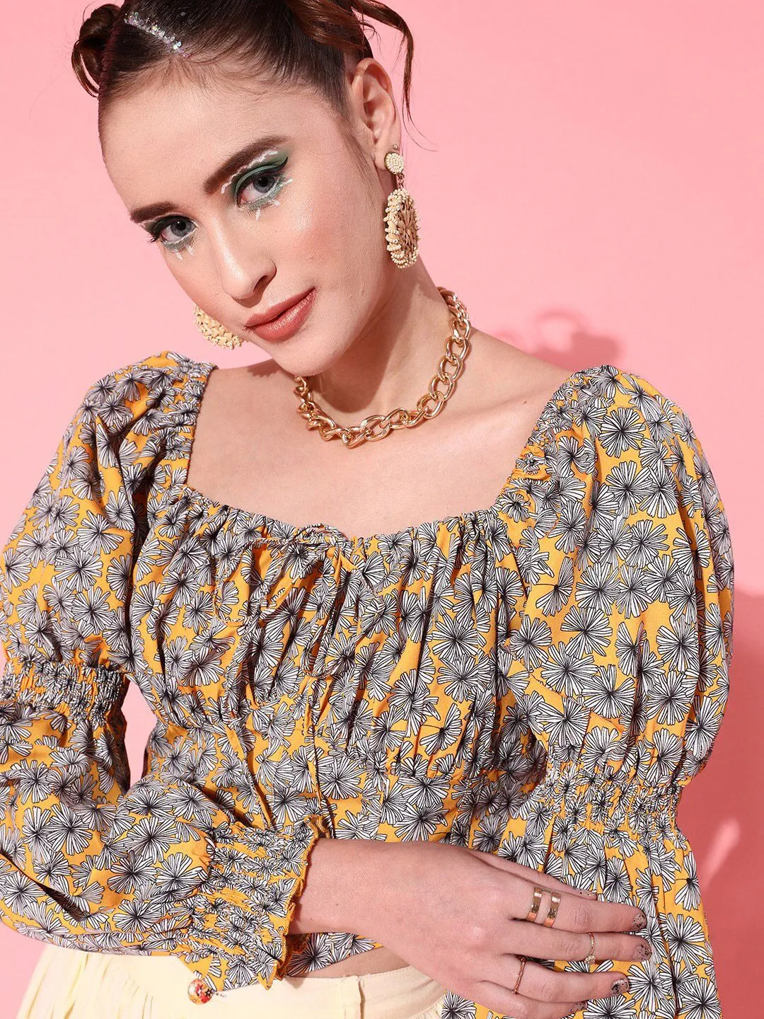 STREET 9 Yellow Floral Top
