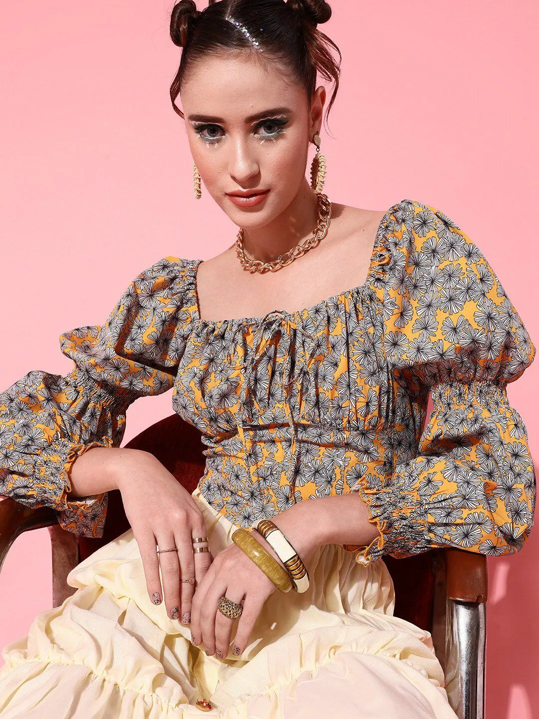 STREET 9 Yellow Floral Top