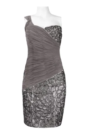 Sue Wong One Shoulder Embroidered Floral Dress
