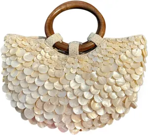 Summer Shell Purse Pearl Beaded Bag Sequin Clutch Purses for Women Handmade Evening Bag for Beach Wedding Party Vacation