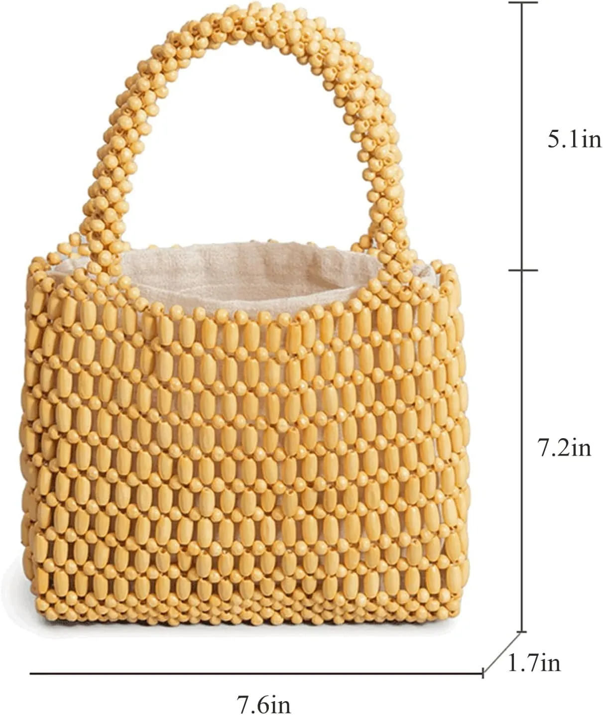 Sushinejing Tote Bag for Women Small Handmade Tote Purse Wood Beaded Retro Handbag