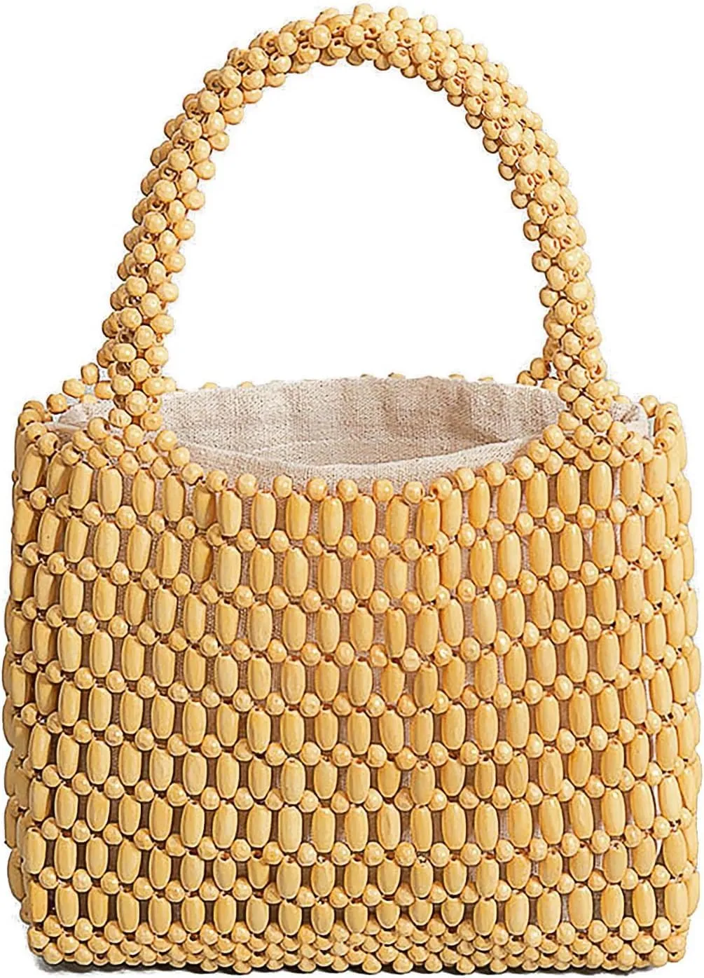 Sushinejing Tote Bag for Women Small Handmade Tote Purse Wood Beaded Retro Handbag
