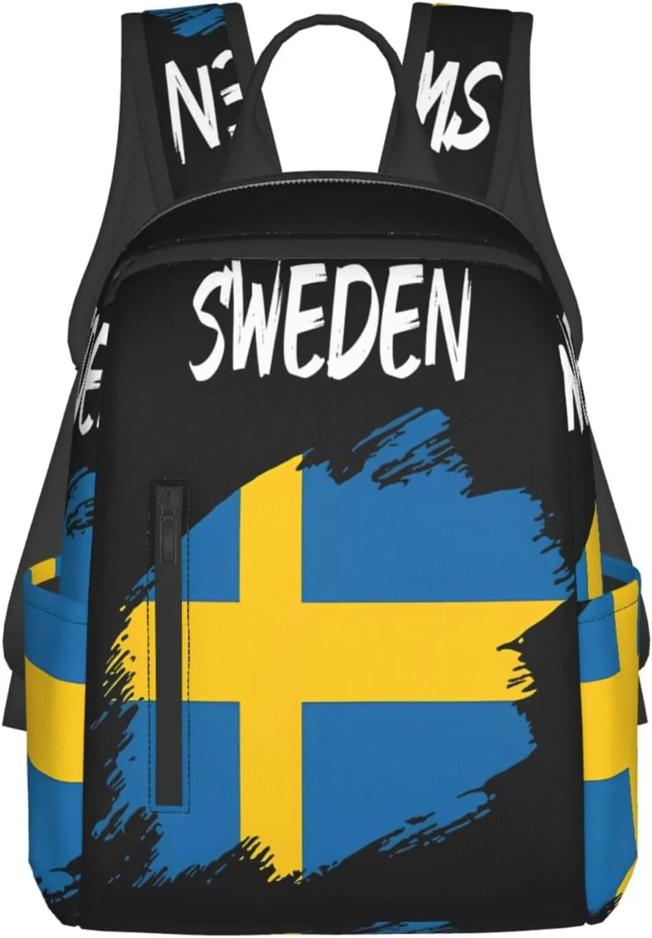 Swedish Sweden Flag Casual Laptop Backpack Travel Rucksack Sports Daypack Adjustable Strap Bags with Multi-Pockets for Working Running Camping