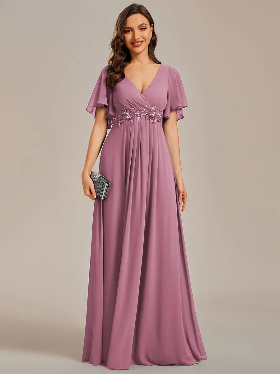 SYLVIA ELEGANT CHIFFON FLOATING SLEEVE DRESS