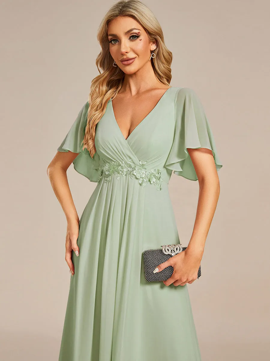 SYLVIA ELEGANT CHIFFON FLOATING SLEEVE DRESS