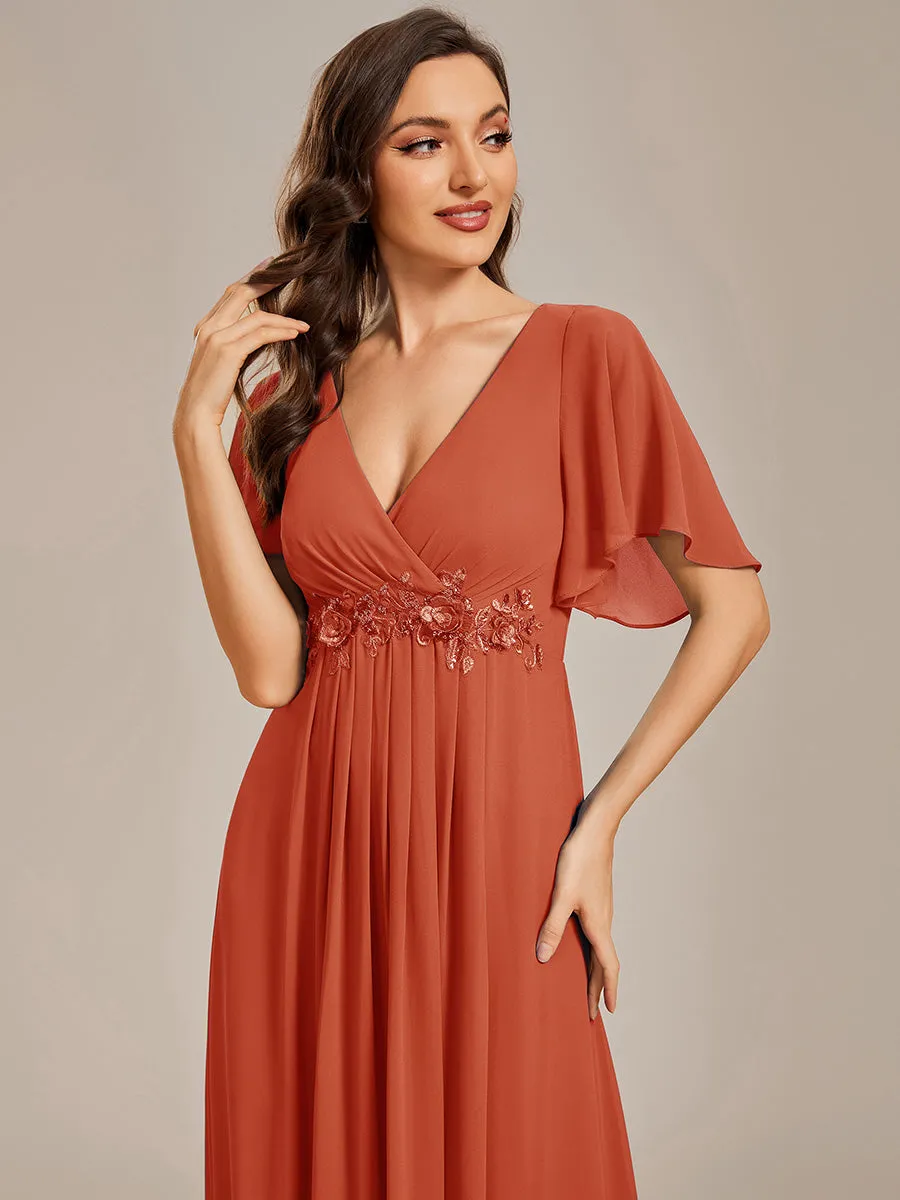 SYLVIA ELEGANT CHIFFON FLOATING SLEEVE DRESS