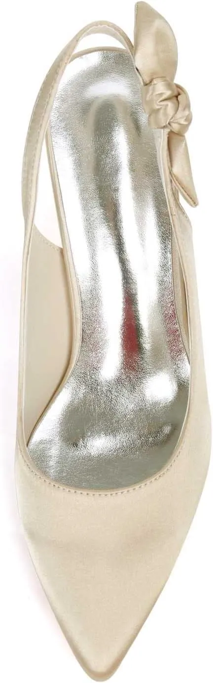 TarfiC Kitten Heels for Women,High Heels for Women,Slip On Sandals for Women,Closed Toe Womens Heeled Sandals, Wedding Shoes for Bride,Summer Dressy Heels