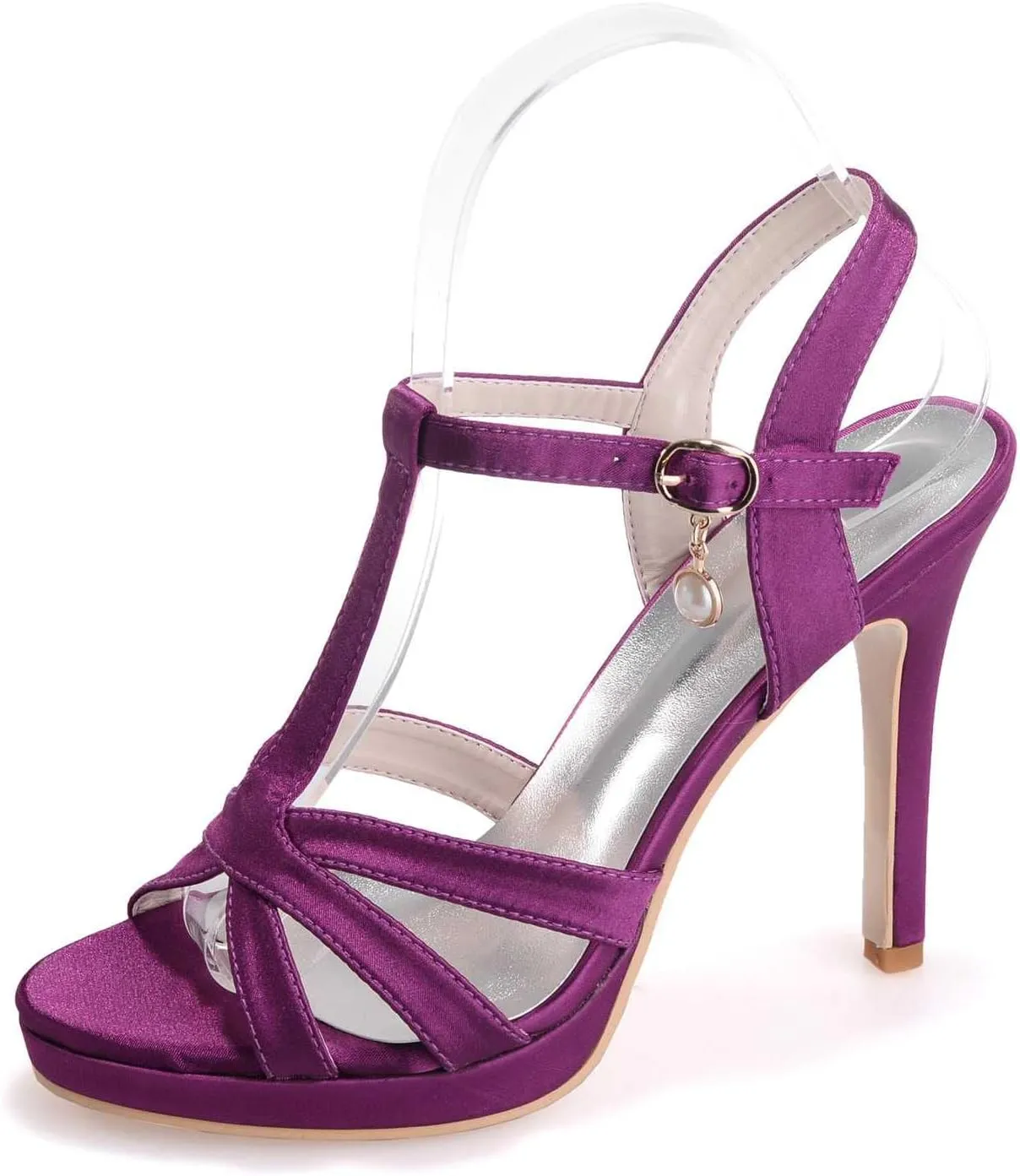 TarfiC Wedding Heels Peep Toe Wedding Shoes for Bride High Heels Buckle Bridal Shoes Satin Evening Party Prom Dress Shoes Pumps