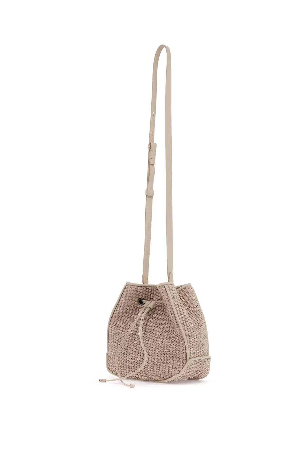 techno raffia bucket bag with