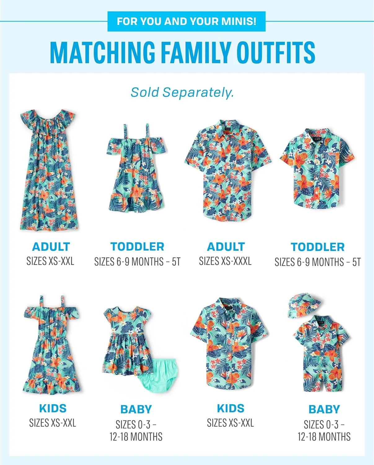The Children's Place Unisex Child Matching Family Tropical Off Shoulder Short Sleeve Dress