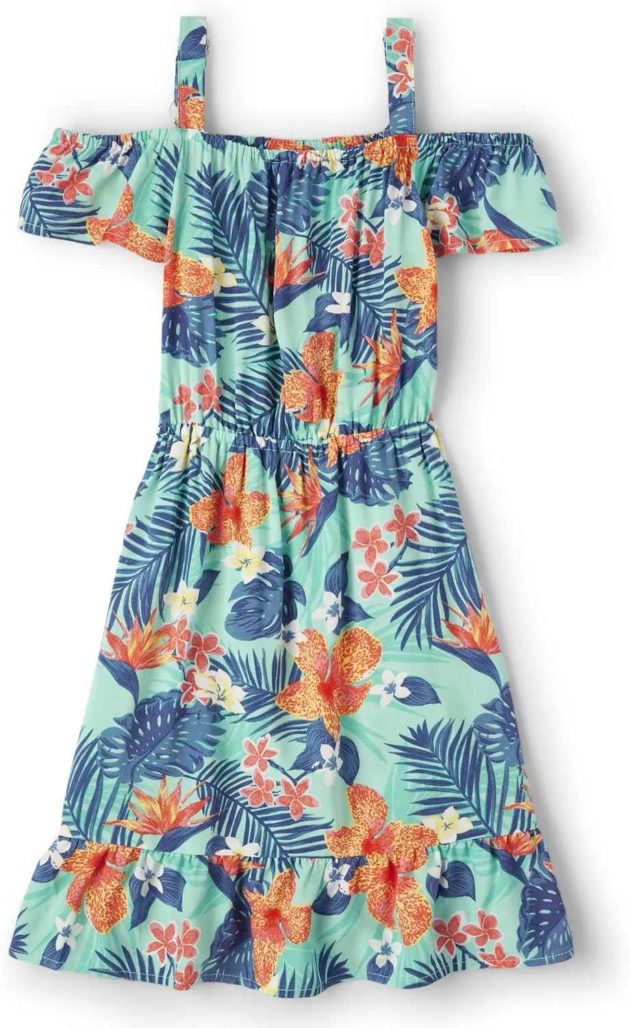 The Children's Place Unisex Child Matching Family Tropical Off Shoulder Short Sleeve Dress