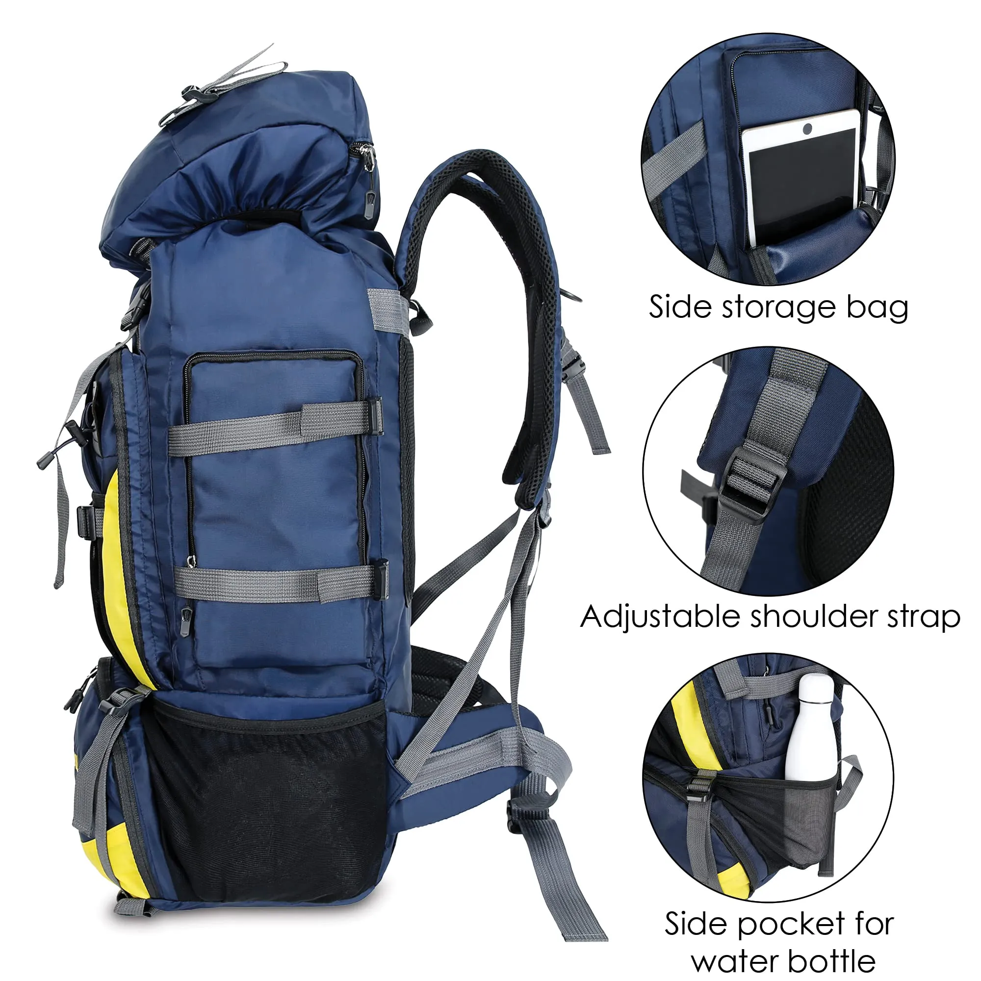 THE CLOWNFISH Summit Seeker Backpack - Water Resistant | Large Capacity 90L | Dark Blue