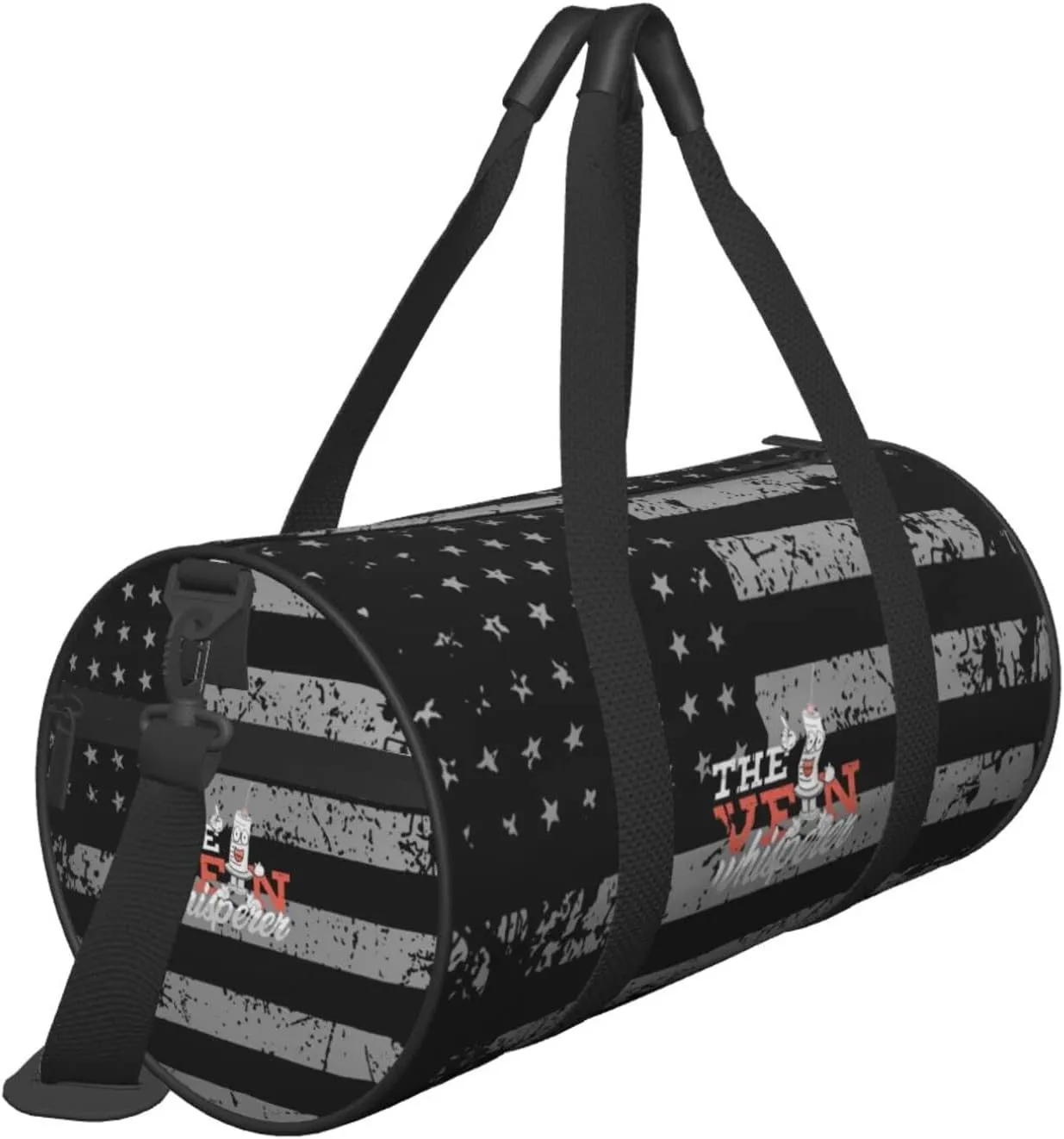 The Vein Whisperer Phlebotomy Phlebotomist Blood Travel Luggage Duffel Bag Sports Rolling Foldable Duffel Bag, Black