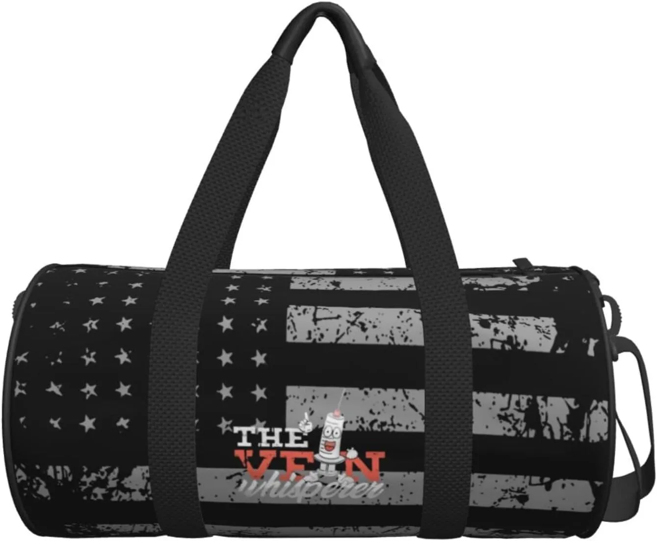 The Vein Whisperer Phlebotomy Phlebotomist Blood Travel Luggage Duffel Bag Sports Rolling Foldable Duffel Bag, Black