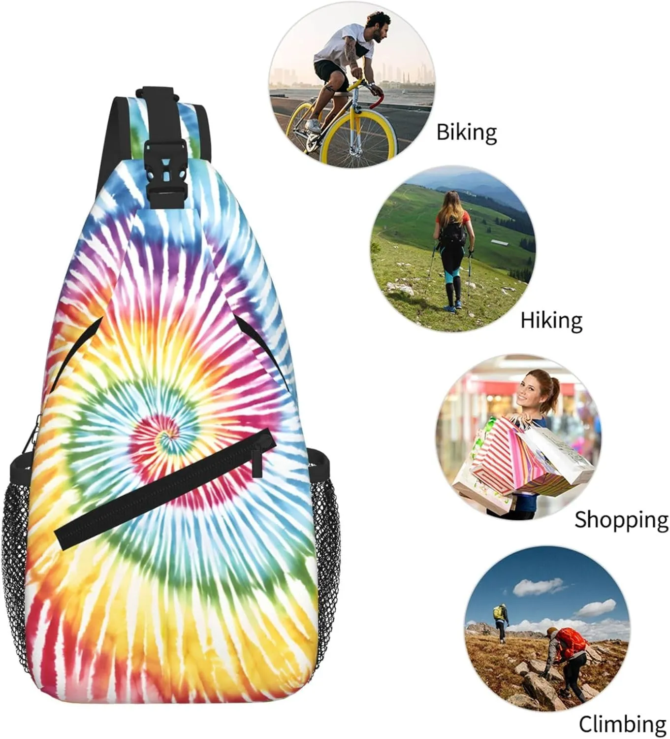 Tie Dye Print Cross Chest Bag Diagonally For Short-Distance Travel And Daily Use