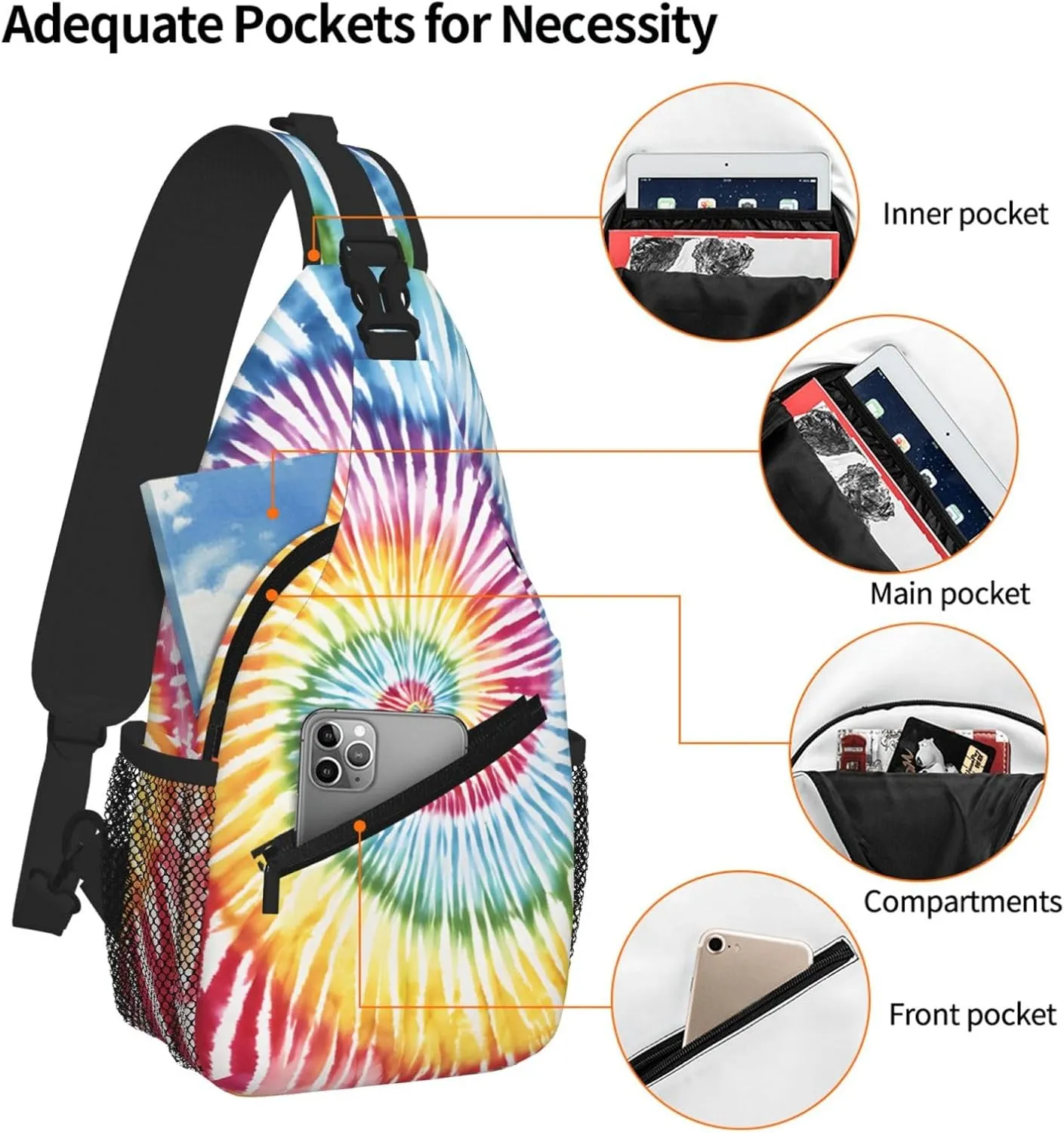 Tie Dye Print Cross Chest Bag Diagonally For Short-Distance Travel And Daily Use