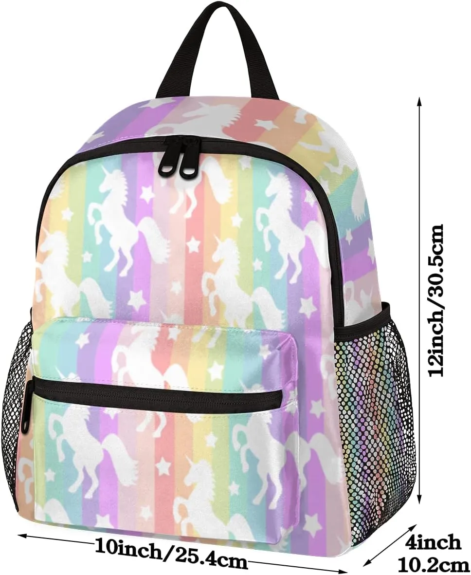 Toddler Backpack for Boys and Girls, 12 inch Kids Backpacks, Preschool Kindergarten Elementary School Children Booklbag Nursery Travel Bag with Chest Strap, Unicorns
