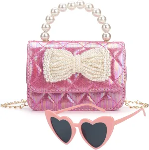 Toddler Crossbody Bag - Bow Purse for Little Girls, Birthday Gift