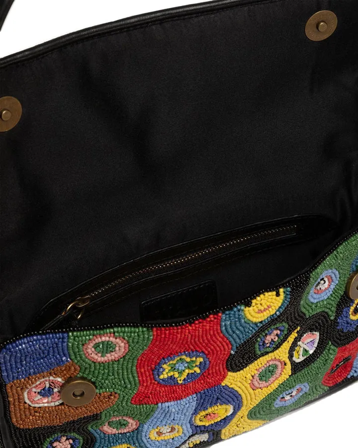 Tommy Beaded Shoulder Bag in Black Millefiori