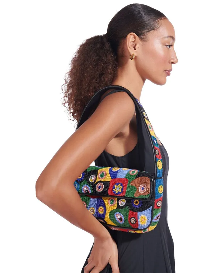 Tommy Beaded Shoulder Bag in Black Millefiori