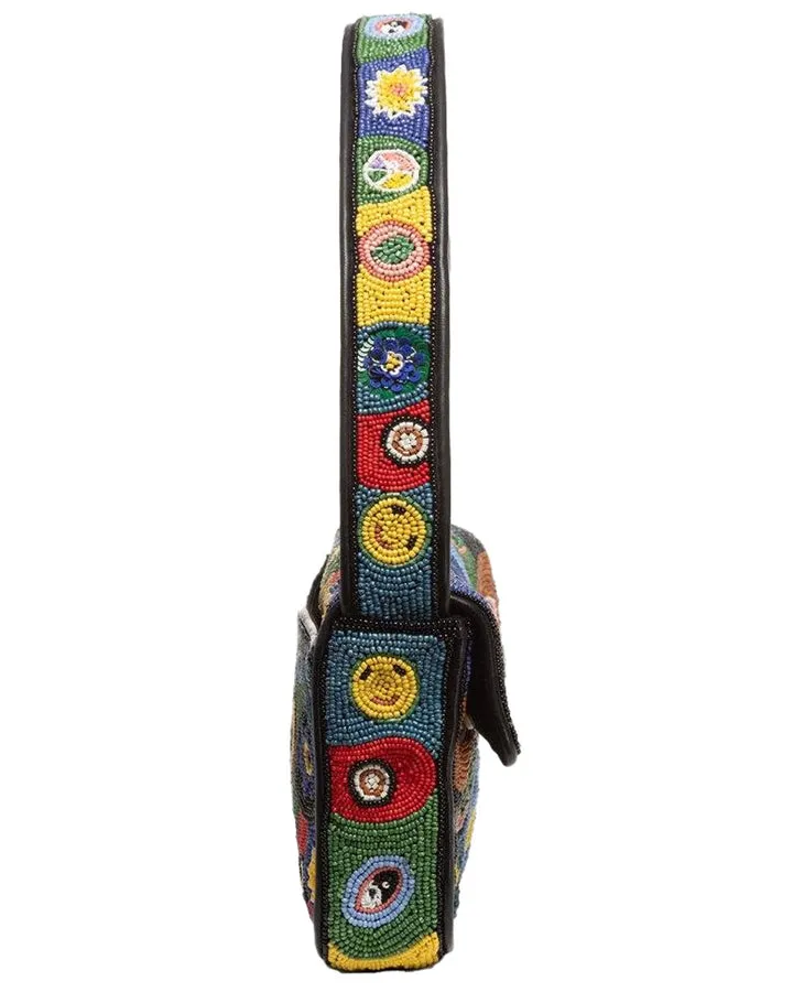 Tommy Beaded Shoulder Bag in Black Millefiori