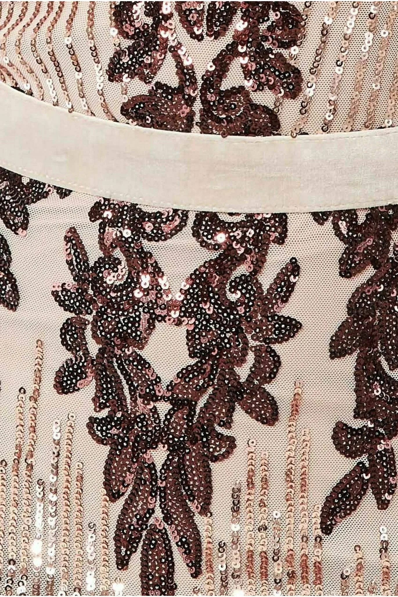 Too Glam Long Sleeve Sequin Champagne Bodycon Maxi Dress