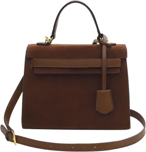 Top Handle Satchel Vintage Top Handle Bag Suede Leather Women Handbags Purse Mini Satchel Bags Shoulder Bag for Women