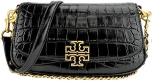 Tory Burch 141015 Britten Black With Gold Hardware Embossed Convertible Crossbody Women's Bag