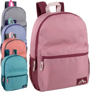 Trail maker 24 Pack Wholesale Backpacks for College, Adults, Sports 18 Inch Color Block Backpacks in Bulk