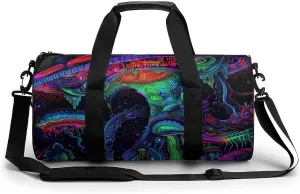 Trippy Psychedelic Backdrop Gym Bag Print Duffle Bag Weekender Travel Overnight Bag Sports Bag for Men Women Gym Swimming Yoga