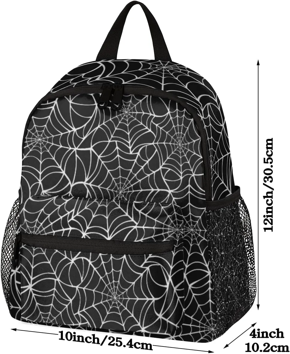 TropicalLife Black Spider Web Kids Backpack for School Boys and Girls, Lightweight Travel Bookbag with Chest Strap for Kindergarten Preschool