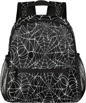TropicalLife Black Spider Web Kids Backpack for School Boys and Girls, Lightweight Travel Bookbag with Chest Strap for Kindergarten Preschool