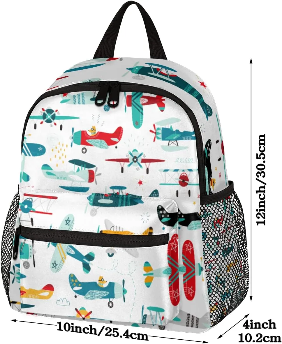 TropicalLife Kids Airplane Pattern Kids Backpack for School Boys and Girls Airplanes Kindergarten Preschool School Bag with Chest Strap for Back to School Elementary School