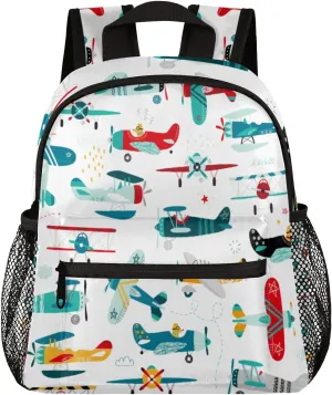 TropicalLife Kids Airplane Pattern Kids Backpack for School Boys and Girls Airplanes Kindergarten Preschool School Bag with Chest Strap for Back to School Elementary School