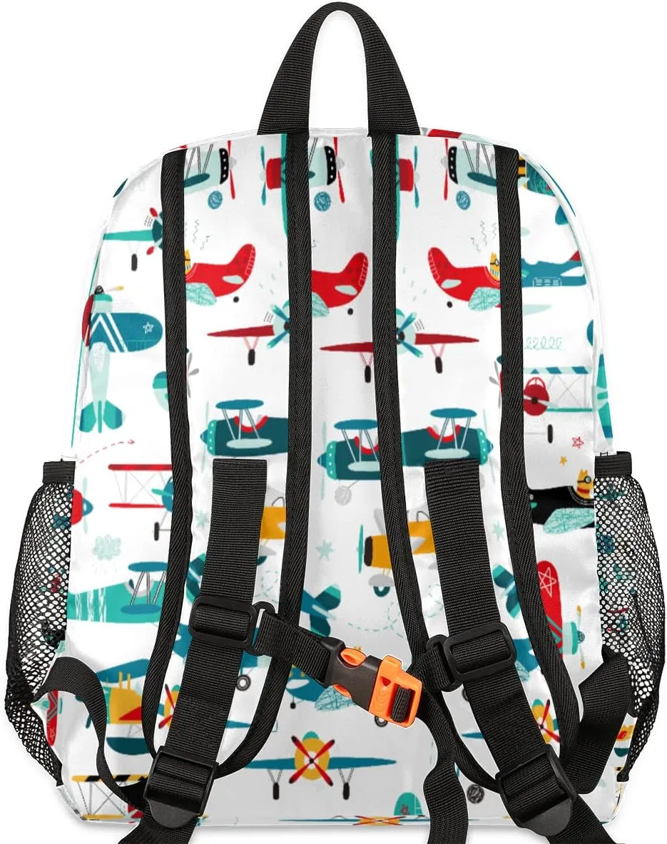 TropicalLife Kids Airplane Pattern Kids Backpack for School Boys and Girls Airplanes Kindergarten Preschool School Bag with Chest Strap for Back to School Elementary School