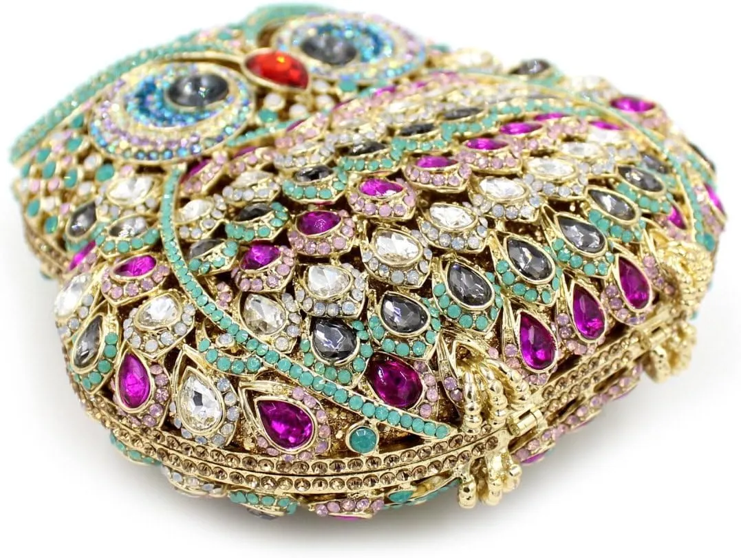UMREN Cute Owl Clutch Women Crystal Evening Bags Luxury Handbag Rhinestone Wedding Party Purse
