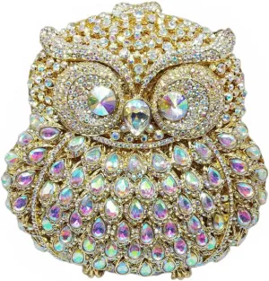 UMREN Cute Owl Clutch Women Crystal Evening Bags Luxury Handbag Rhinestone Wedding Party Purse