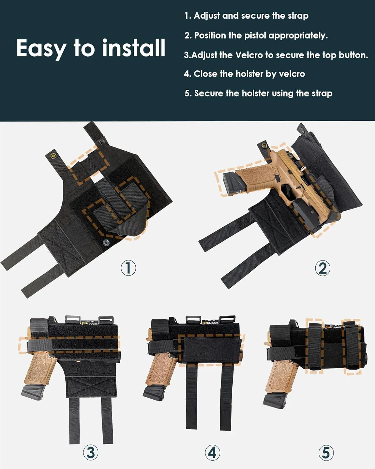 Universal Drop Leg Holster - Adjustable Thigh Holster for Light & Red Dot Sights, Airsoft Pistol Holster with MOLLE Drop Leg Panel, Compatible with 1911, Glock, Sig, Beretta, Ruger, Taurus.(Black)
