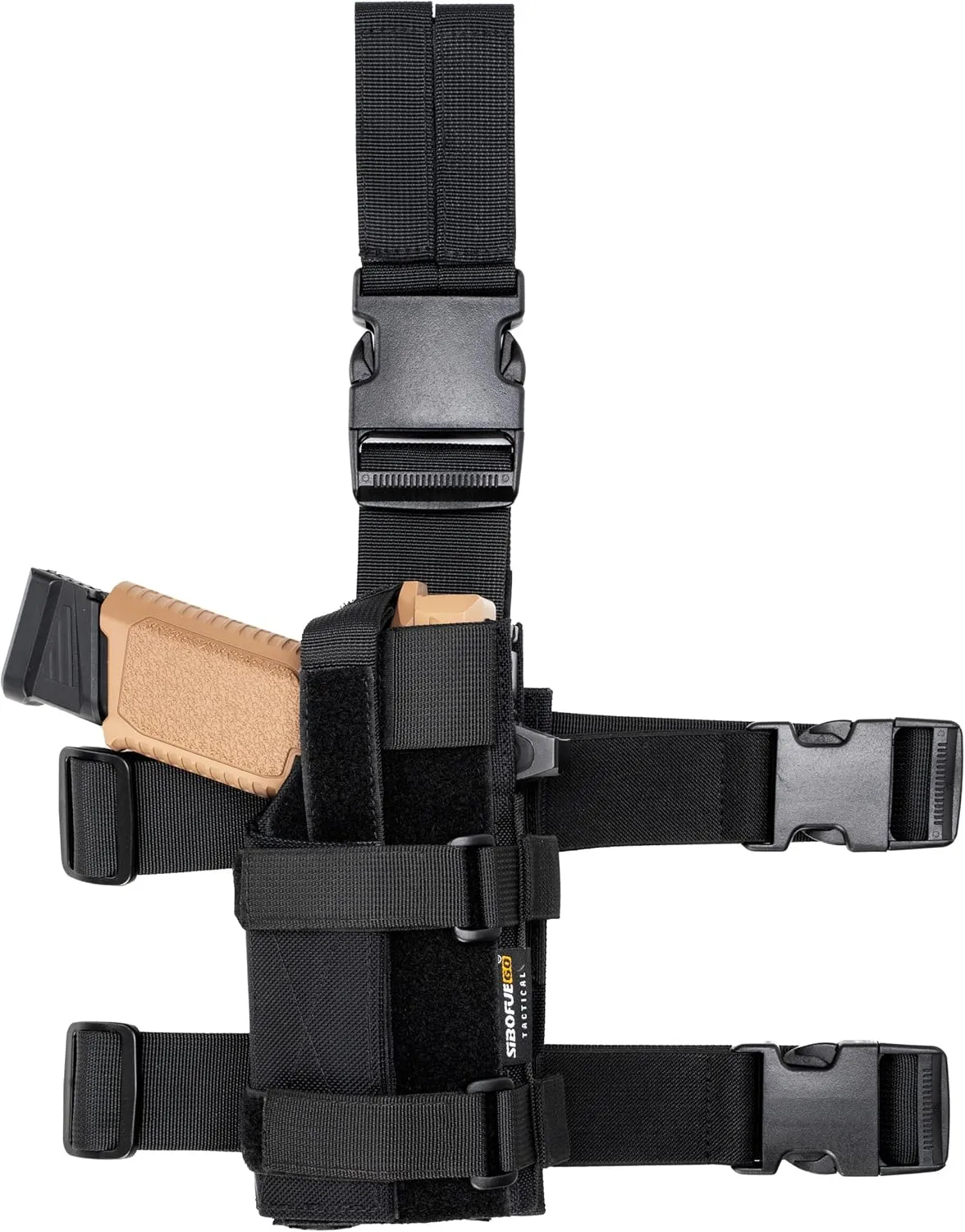 Universal Drop Leg Holster - Adjustable Thigh Holster for Light & Red Dot Sights, Airsoft Pistol Holster with MOLLE Drop Leg Panel, Compatible with 1911, Glock, Sig, Beretta, Ruger, Taurus.(Black)