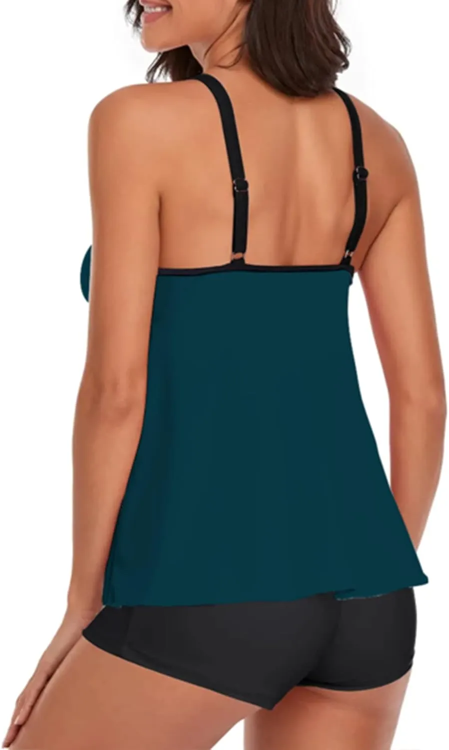 Urchics Womens 2025 Tankini Swimsuits Tummy Control Flowy Swimwear Two Piece Bathing Suits Swim Tank Top with Boyshorts