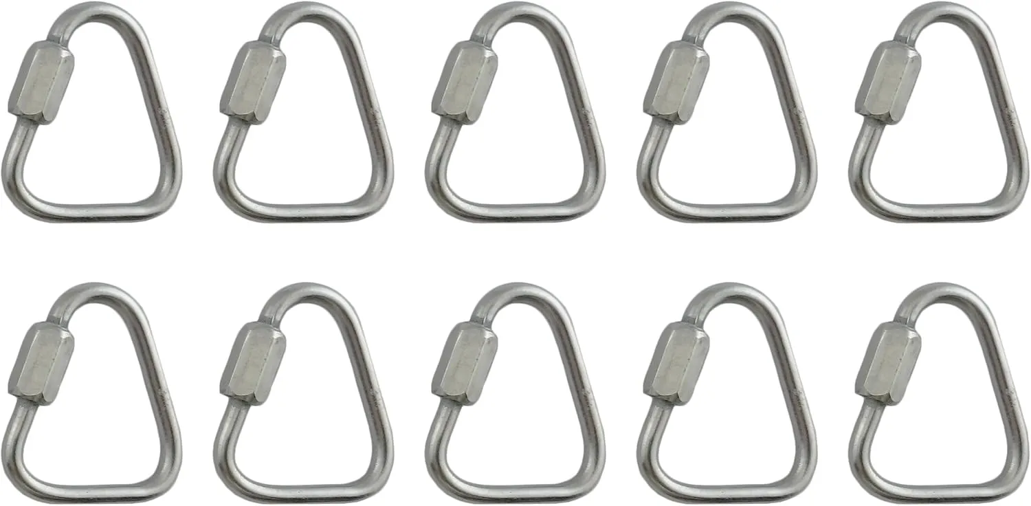 US STAINLESS 10 Pieces Stainless Steel 316 Delta Quick Link 1/8" (3.5mm) Marine Grade Triangle