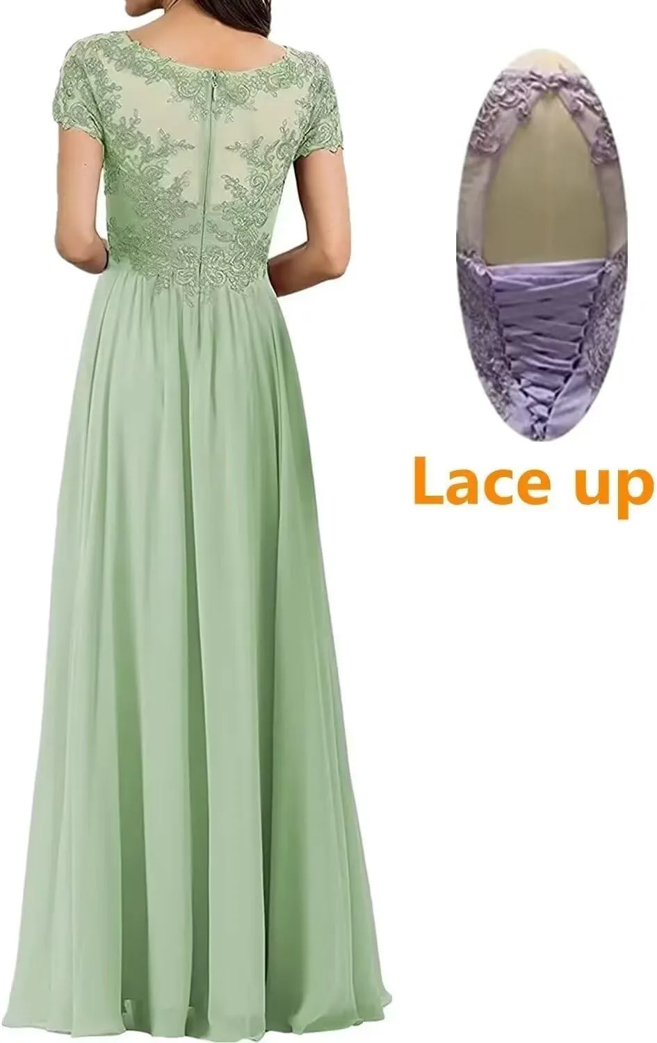 V Neck Mother of The Bride Dress Long Wedding Guests Dresses for Women Lace Appliques Chiffon Formal Evening Party Gowns