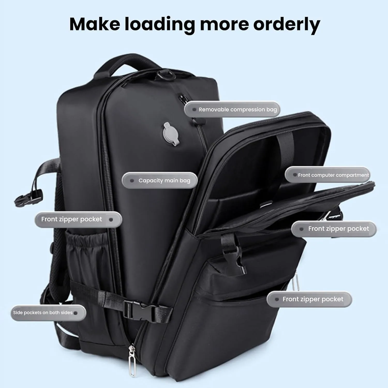 Vacuum Backpack, Large Capacity Vacuum Compression Backpacks, 180 Degree Opening Compression Backpack for Travel Business (No Insulated Bag)