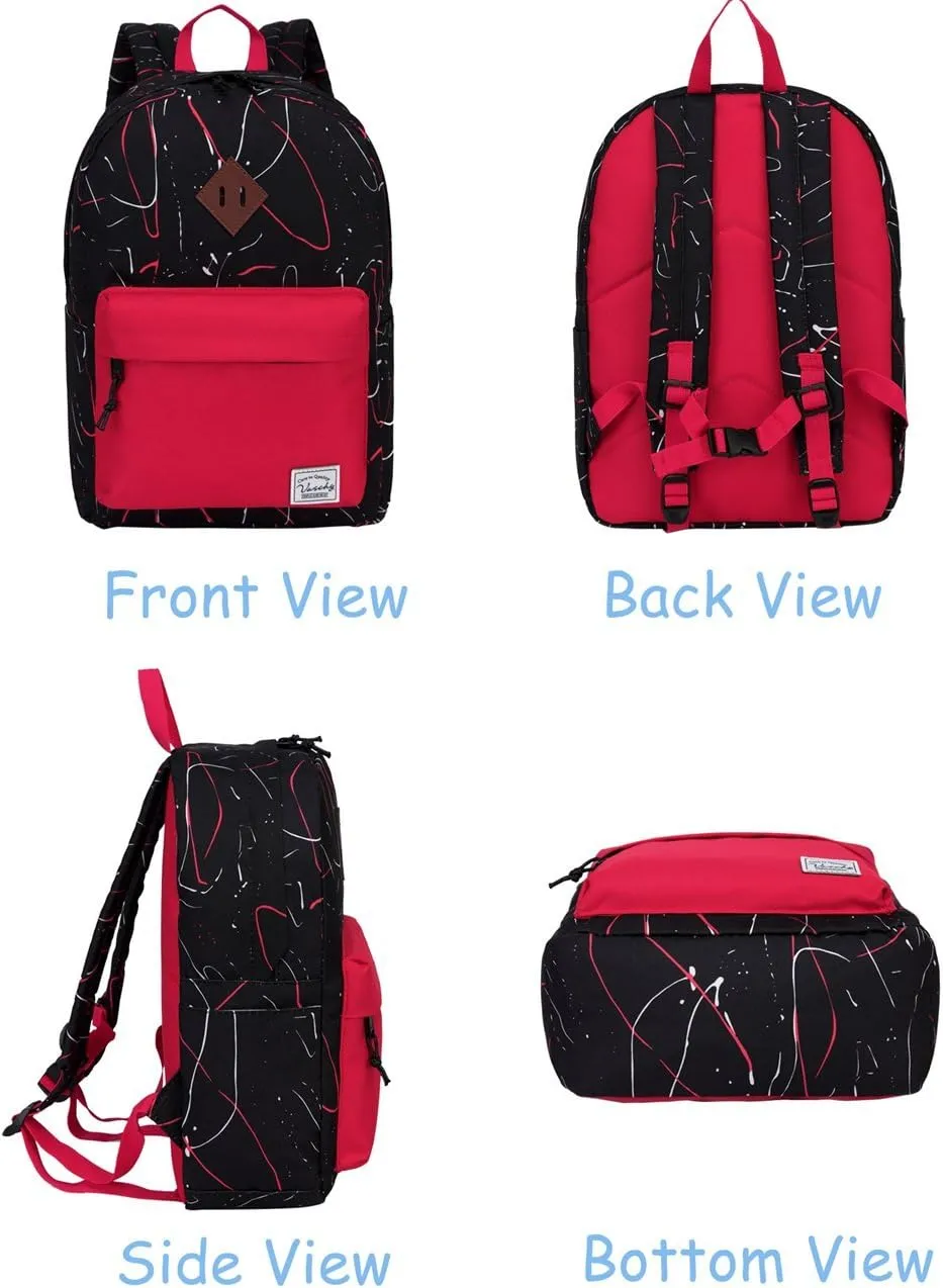 VASCHY Preschool Toddler Backpack, Little Kid Small Backpacks for Kindergarten Children Boys and Girls with Chest Strap in Black Red