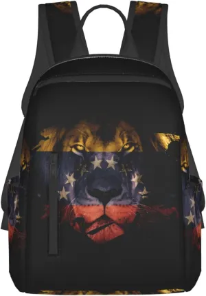 Venezuelan Venezuela Flag African Lion Casual Laptop Backpack Travel Rucksack Sports Daypack Adjustable Strap Bags with Multi-Pockets for Working Running Camping