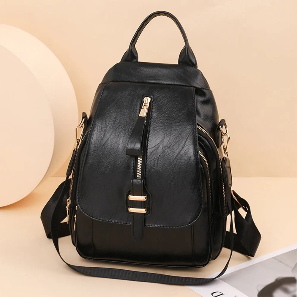 Versa-Style Faux Leather Backpack