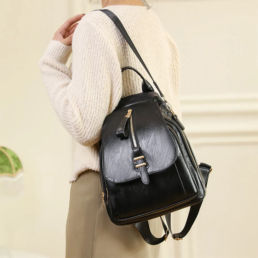 Versa-Style Faux Leather Backpack