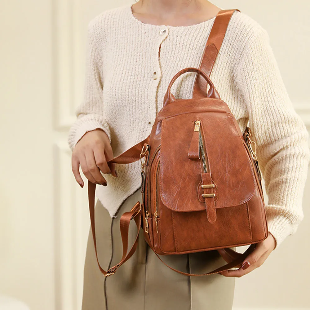 Versa-Style Faux Leather Backpack