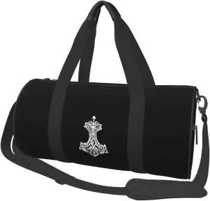 Viking Hammer Thunder Travel Luggage Duffel Bag Sports Rolling Foldable Duffel Bag, Black