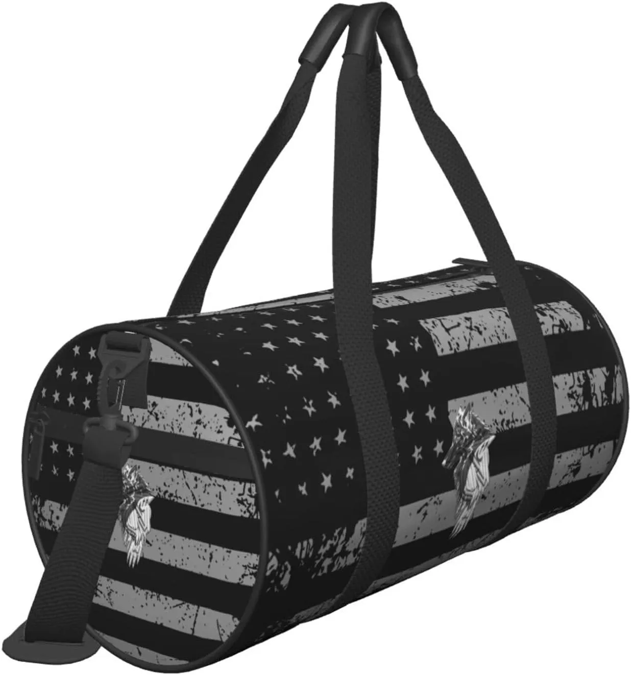 Viking Norse Wolf Raven Travel Luggage Duffel Bag Sports Rolling Foldable Duffel Bag, Black